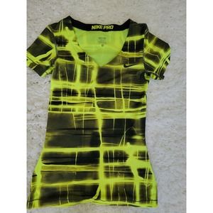 Nike Pro green V-Neck Top Shirt Womens small Adult Activewear Gym yoga small
